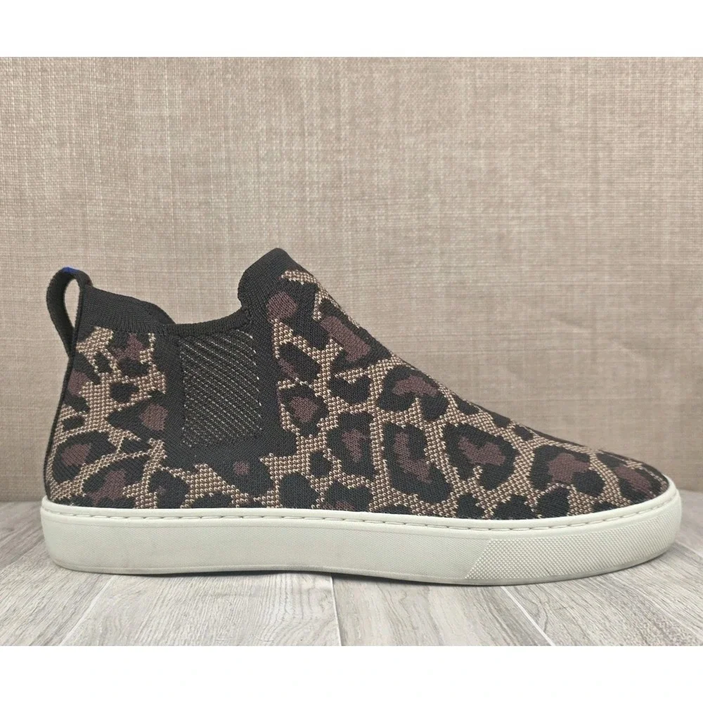 Rothy's The Chelsea Womens Size 11 Wildcat Leopard Boot Sneakers Knit Stitch